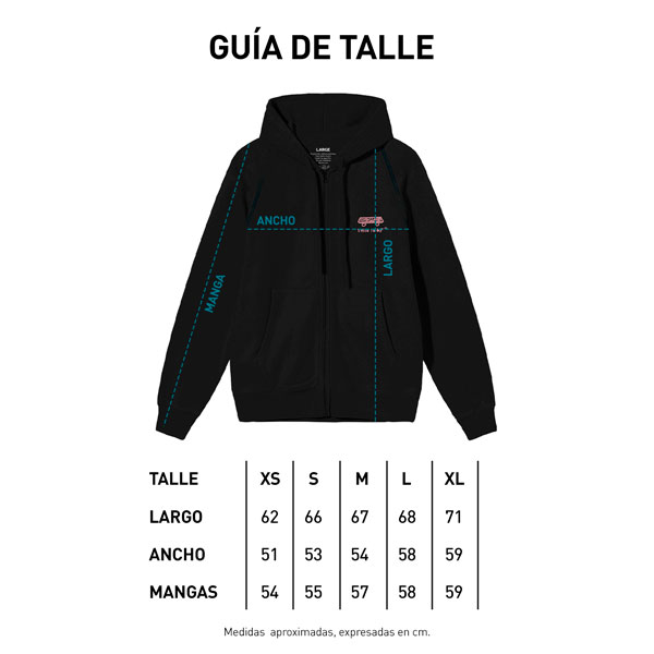 Tabla de talles  CAMPERA CANGURO MUJER - MDQ PARK W23