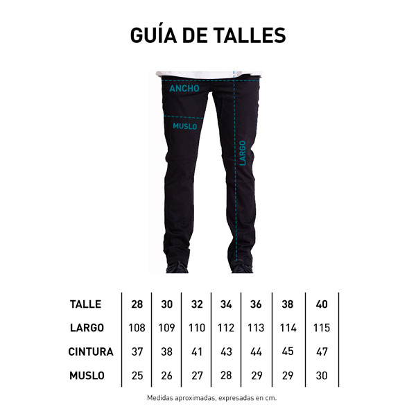 Tabla de talles Pantalón Jean - Genes
