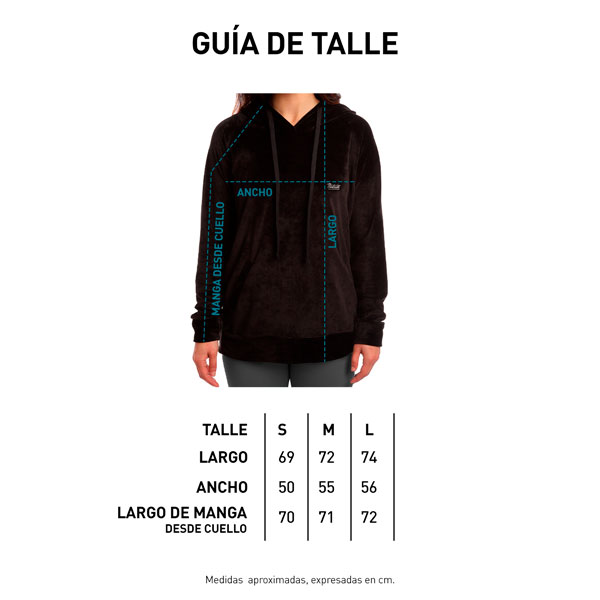 Tabla de talles BUZO CON CAPUCHA MUJER - UMBRIA