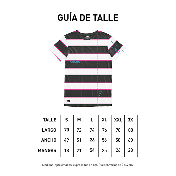 Guia de talle Remeras W25 R