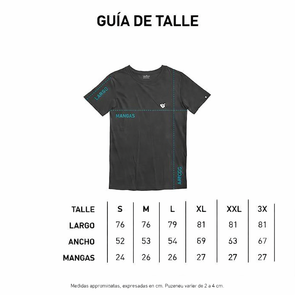 GUIA DE TALLES REMERA PERU 2026